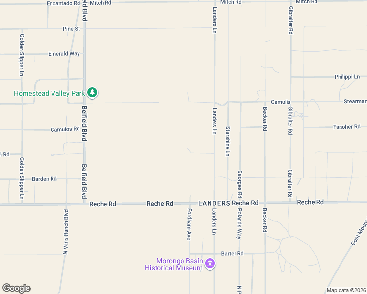 map of restaurants, bars, coffee shops, grocery stores, and more near 1130 Fordham Avenue in Yucca Valley