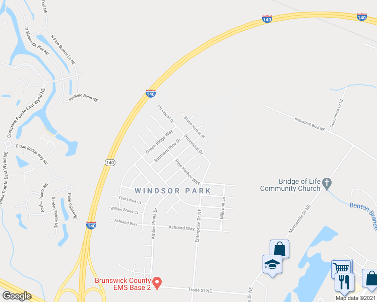 map of restaurants, bars, coffee shops, grocery stores, and more near 1944 Island Pine Way in Leland