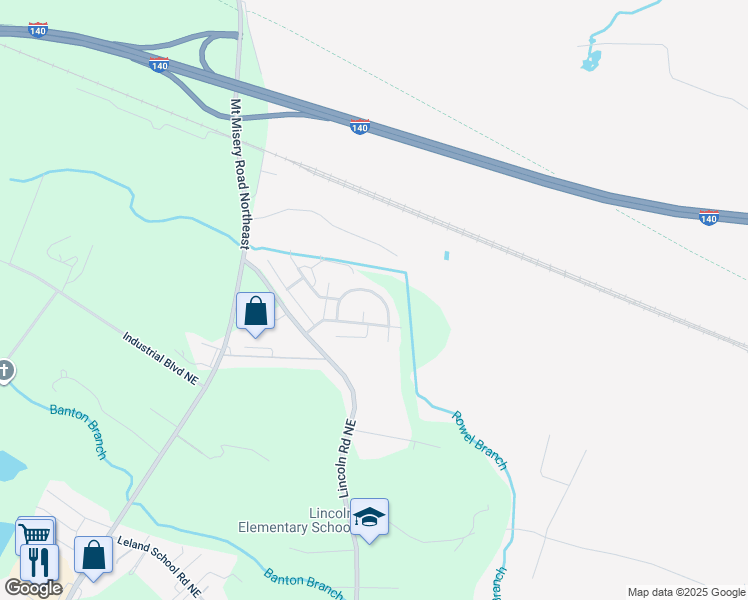 map of restaurants, bars, coffee shops, grocery stores, and more near 1950 Jeffrey Stokes Drive Northeast in Leland