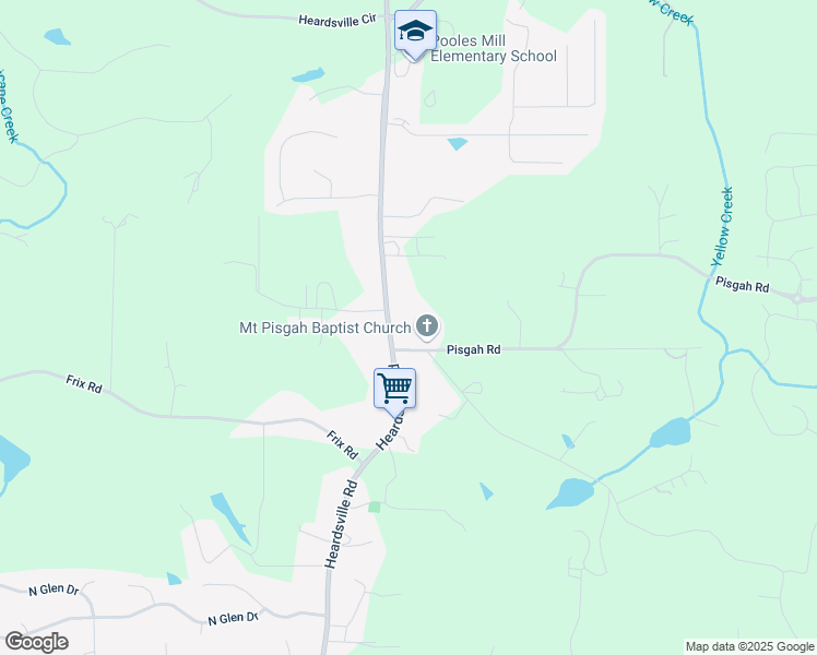 map of restaurants, bars, coffee shops, grocery stores, and more near 6722 Heardsville Road in Cumming