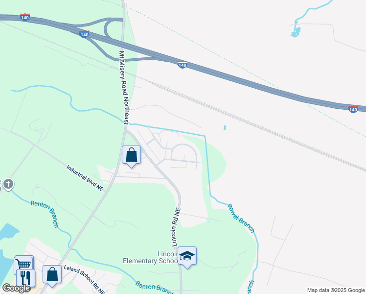 map of restaurants, bars, coffee shops, grocery stores, and more near 1936 Jeffrey Stokes Drive Northeast in Leland