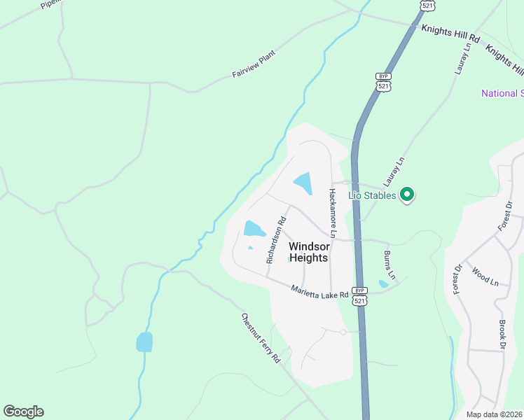 map of restaurants, bars, coffee shops, grocery stores, and more near 2410 Marietta Lake Road in Camden