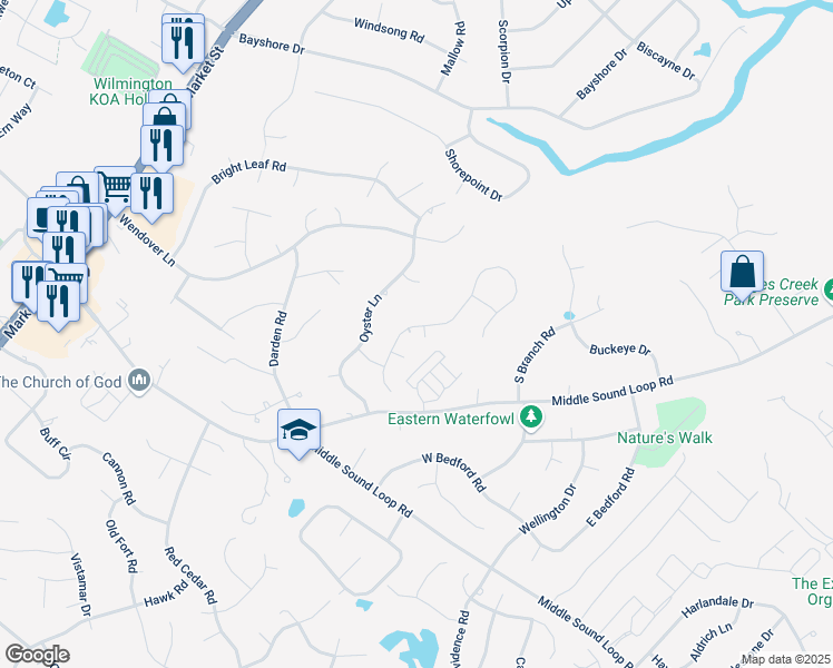 map of restaurants, bars, coffee shops, grocery stores, and more near 500 Emerson Pointe in Wilmington