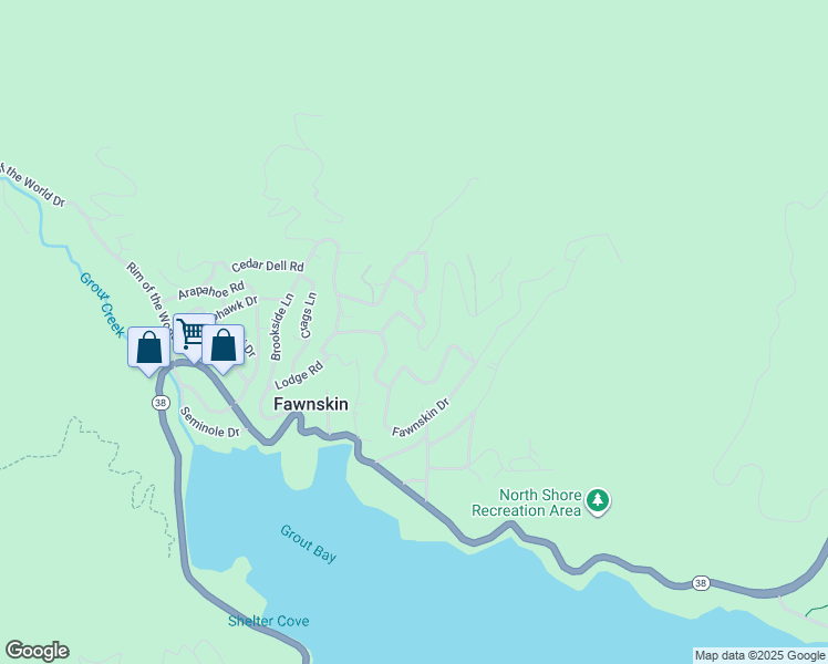 map of restaurants, bars, coffee shops, grocery stores, and more near 39577 Cline Miller Place in Fawnskin