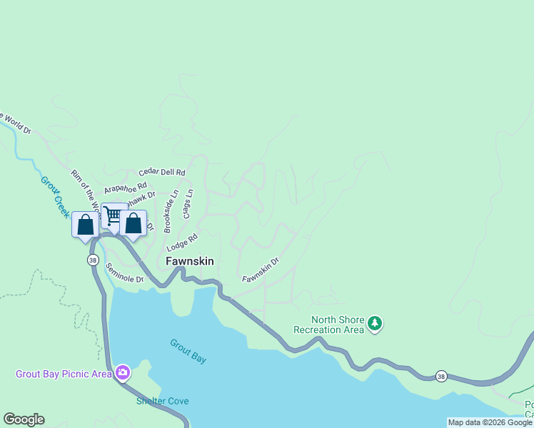 map of restaurants, bars, coffee shops, grocery stores, and more near 39577 Cline Miller Place in Fawnskin
