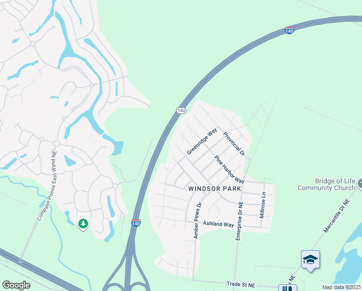 map of restaurants, bars, coffee shops, grocery stores, and more near 1320 Parkland Way in Leland