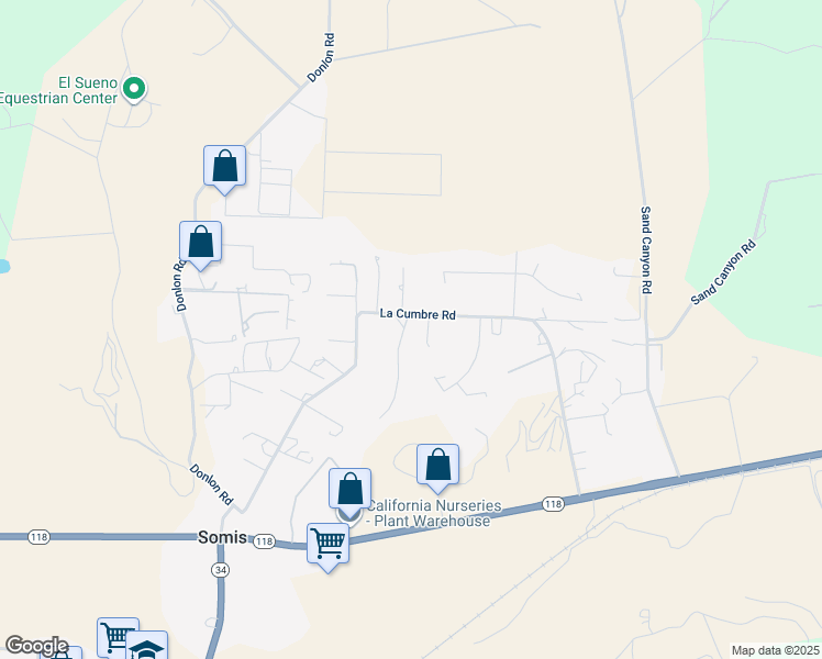 map of restaurants, bars, coffee shops, grocery stores, and more near 4290 Aspen Lane in Somis