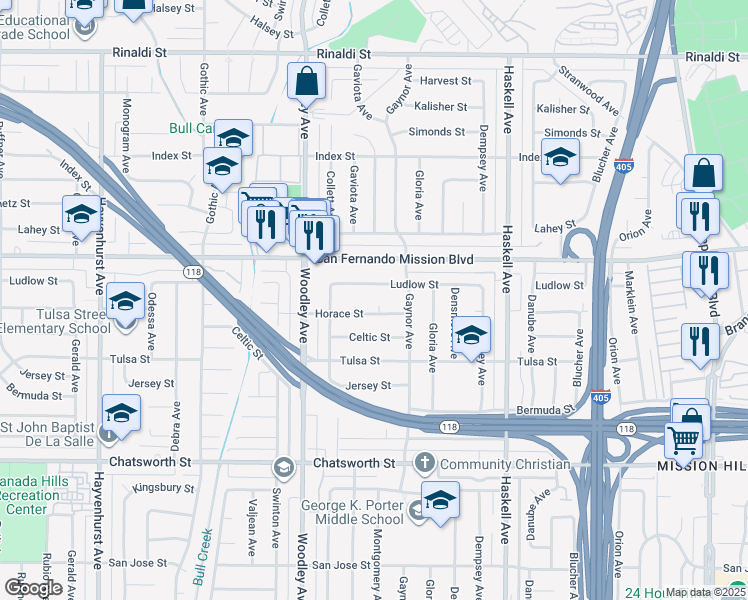 map of restaurants, bars, coffee shops, grocery stores, and more near 11011 Montgomery Ave in Los Angeles
