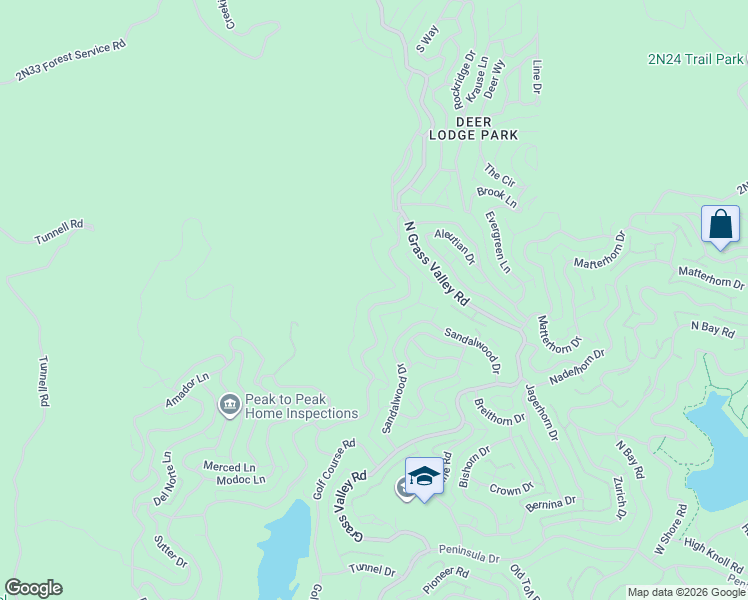 map of restaurants, bars, coffee shops, grocery stores, and more near 1126 Brentwood Drive in Lake Arrowhead