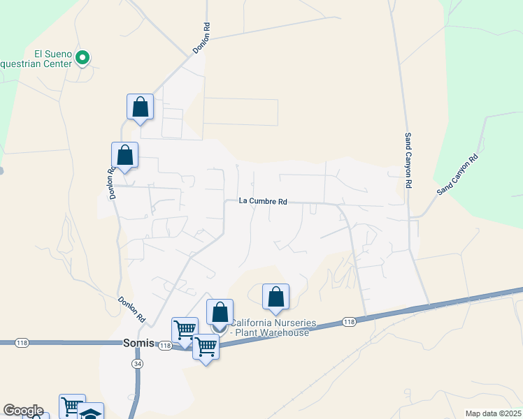 map of restaurants, bars, coffee shops, grocery stores, and more near 4290 Aspen Lane in Somis