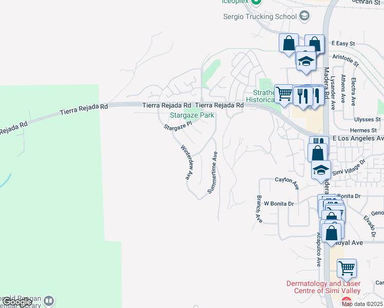 map of restaurants, bars, coffee shops, grocery stores, and more near 1902 Winterdew Avenue in Simi Valley