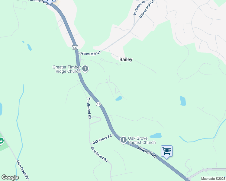map of restaurants, bars, coffee shops, grocery stores, and more near 2335 Athens Highway in Gainesville