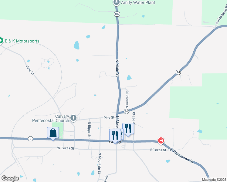 map of restaurants, bars, coffee shops, grocery stores, and more near 519 North Main Street in Amity