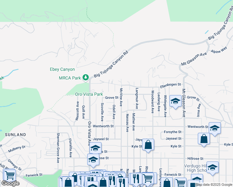map of restaurants, bars, coffee shops, grocery stores, and more near 11106 Odell Avenue in Los Angeles