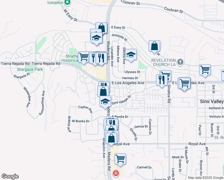 map of restaurants, bars, coffee shops, grocery stores, and more near 1969 Cottage Drive in Simi Valley