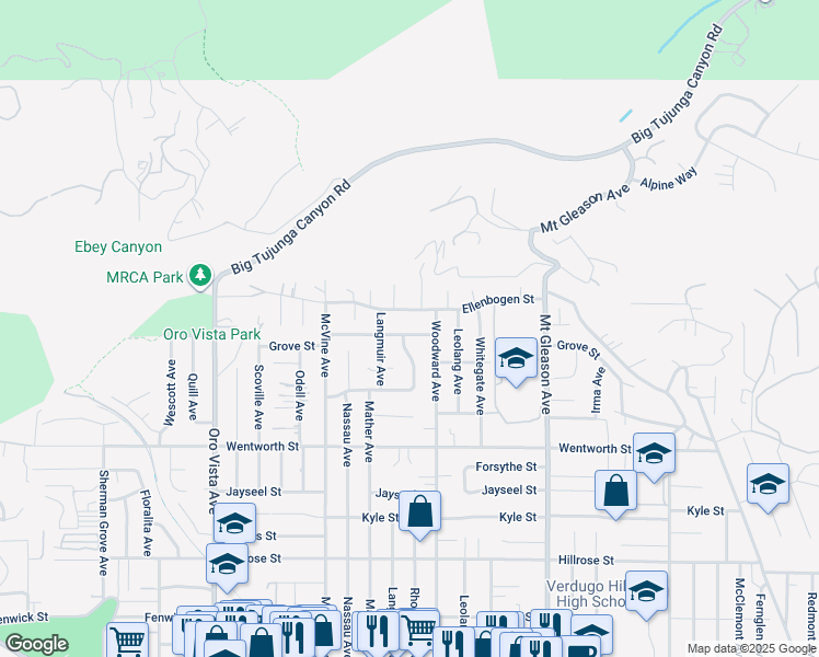 map of restaurants, bars, coffee shops, grocery stores, and more near 8027 Grove Street in Los Angeles