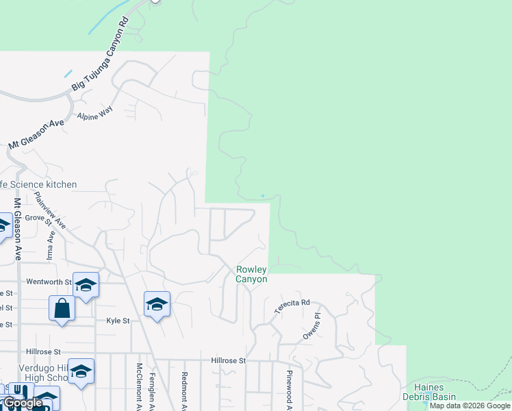 map of restaurants, bars, coffee shops, grocery stores, and more near 7125 Lonzo Street in Los Angeles