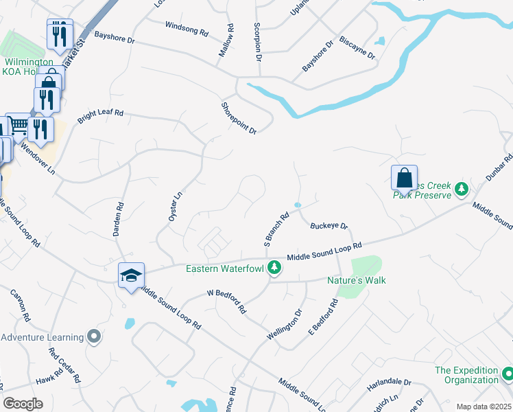 map of restaurants, bars, coffee shops, grocery stores, and more near 7401 Haven Way in Wilmington