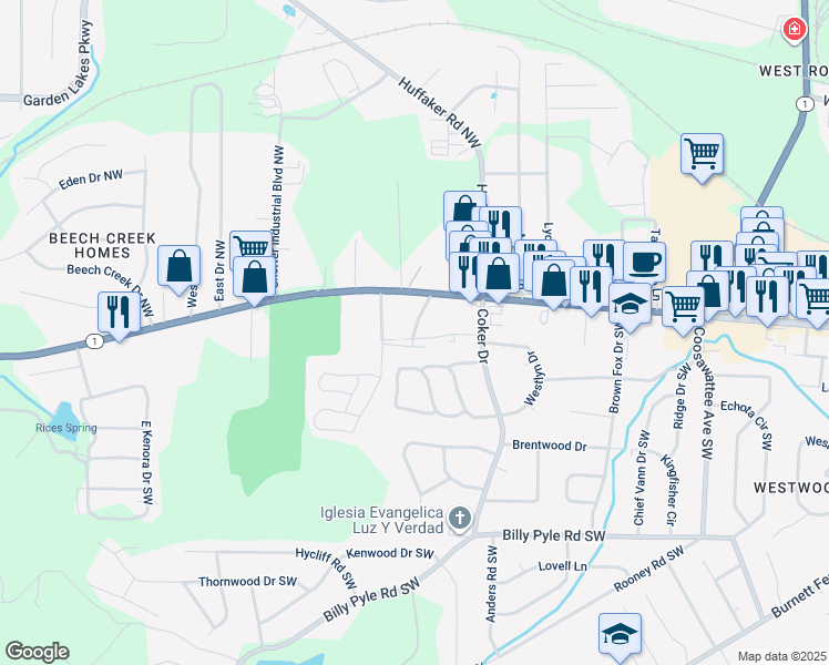 map of restaurants, bars, coffee shops, grocery stores, and more near 70 Blankenship Place in Rome