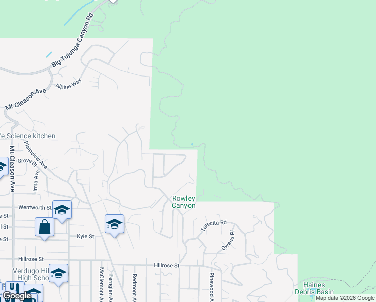 map of restaurants, bars, coffee shops, grocery stores, and more near 7125 Lonzo Street in Los Angeles