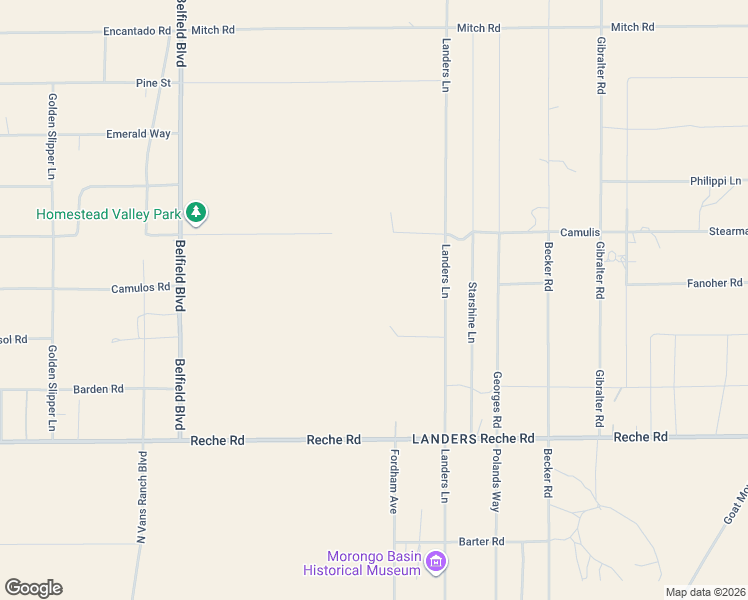 map of restaurants, bars, coffee shops, grocery stores, and more near 1130 Fordham Avenue in Yucca Valley