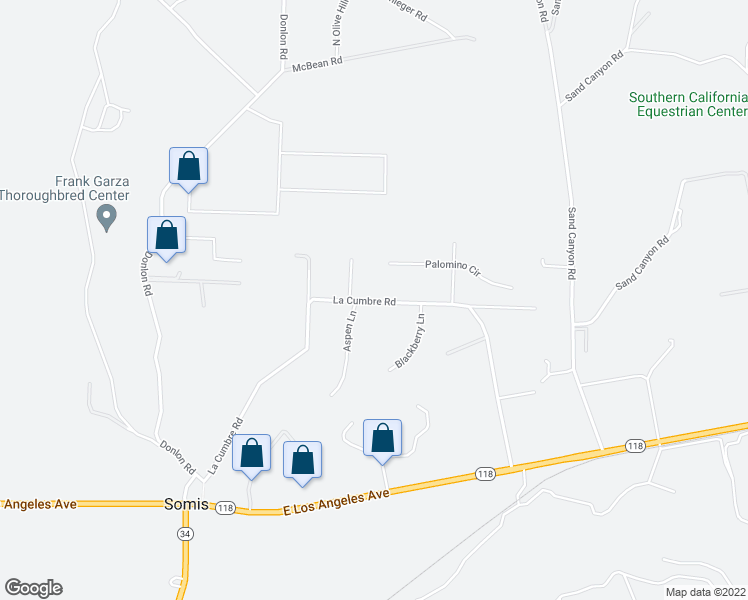 map of restaurants, bars, coffee shops, grocery stores, and more near 5957 La Cumbre Road in Somis