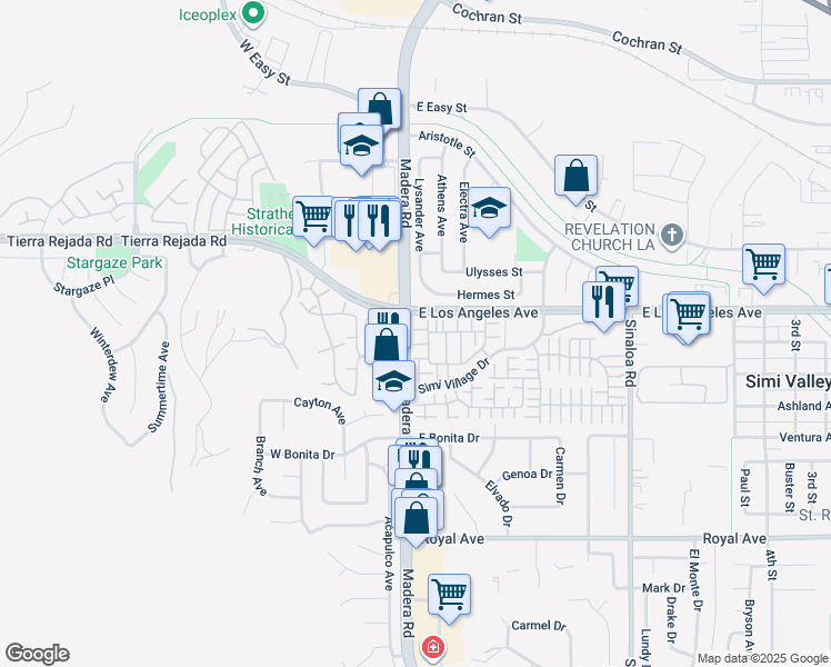 map of restaurants, bars, coffee shops, grocery stores, and more near 1969 Cottage Drive in Simi Valley