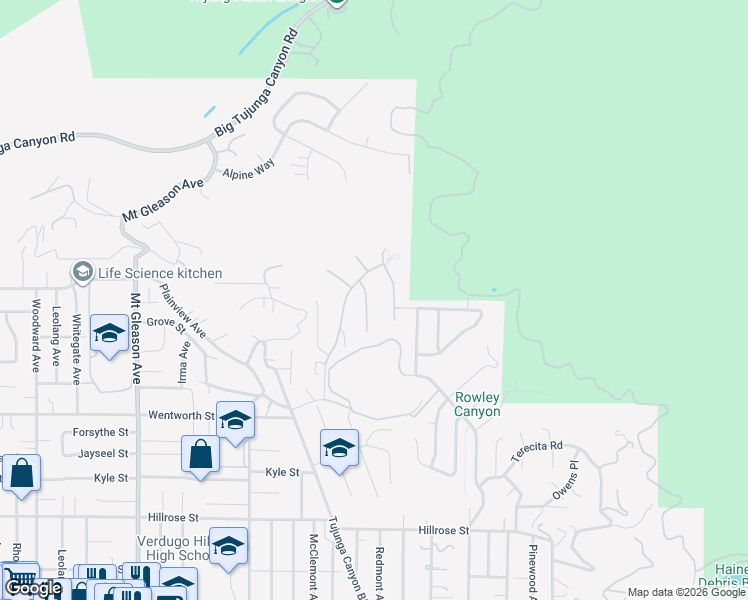 map of restaurants, bars, coffee shops, grocery stores, and more near 11102 North Tamberly Lane in Los Angeles