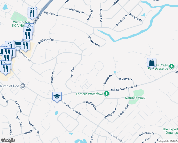 map of restaurants, bars, coffee shops, grocery stores, and more near 7225 Haven Way in Wilmington