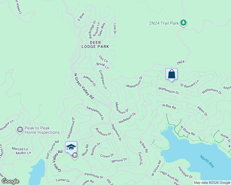 map of restaurants, bars, coffee shops, grocery stores, and more near 1154 Yukon Drive in Lake Arrowhead