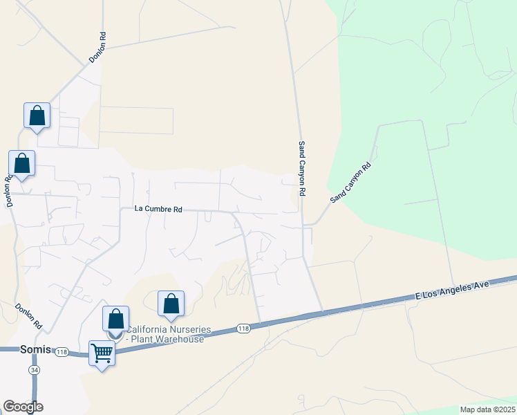 map of restaurants, bars, coffee shops, grocery stores, and more near 6404 La Cumbre Road in Somis