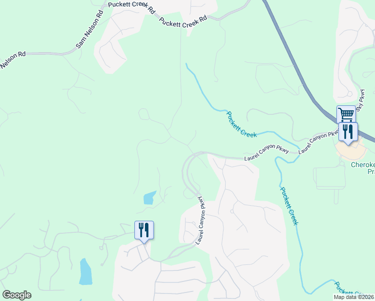 map of restaurants, bars, coffee shops, grocery stores, and more near 203 Laurel Vista Drive in Canton
