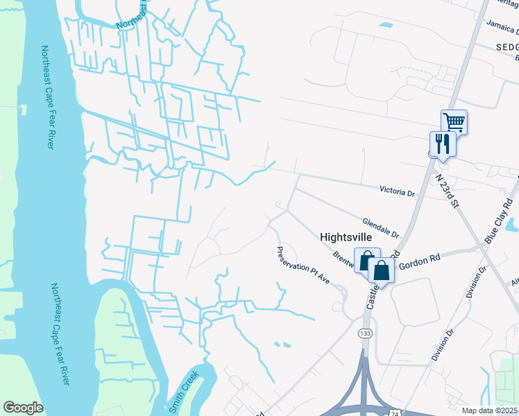 map of restaurants, bars, coffee shops, grocery stores, and more near 120 Holly Berry Court in Wilmington