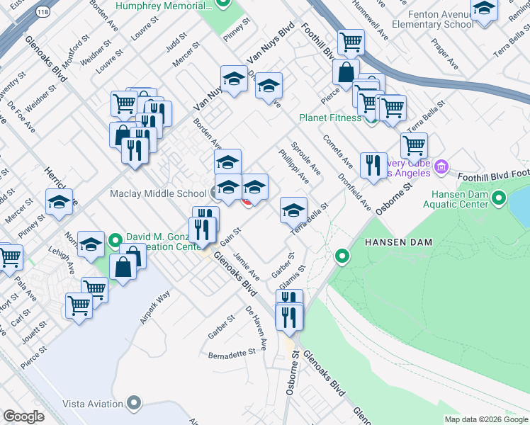 map of restaurants, bars, coffee shops, grocery stores, and more near 11071 Borden Avenue in Los Angeles