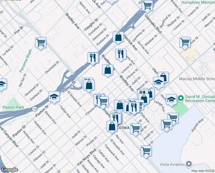 map of restaurants, bars, coffee shops, grocery stores, and more near 11070 Ralston Avenue in Los Angeles