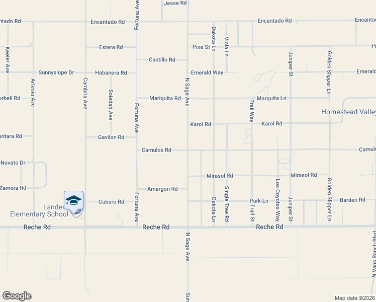 map of restaurants, bars, coffee shops, grocery stores, and more near 1144 Single Tree Road in Yucca Valley