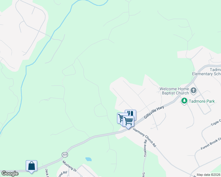 map of restaurants, bars, coffee shops, grocery stores, and more near 2904 Horseshoe Bend in Gainesville