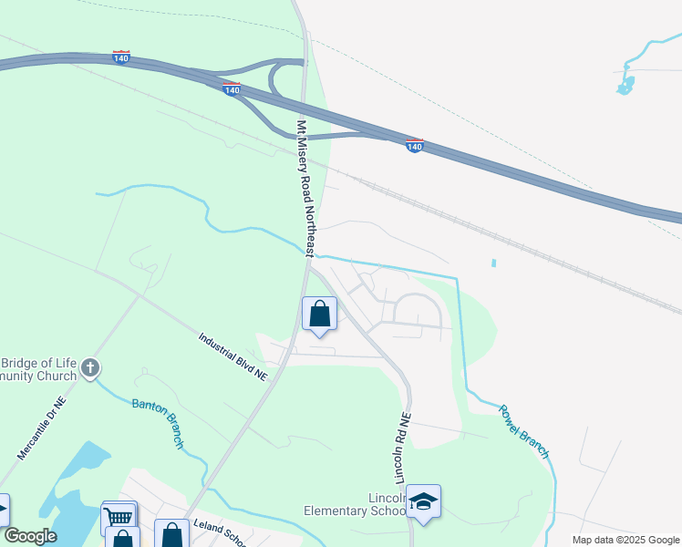 map of restaurants, bars, coffee shops, grocery stores, and more near 9488 Huckabee Drive Northeast in Leland