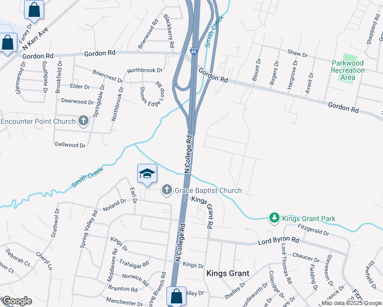 map of restaurants, bars, coffee shops, grocery stores, and more near 1514 North College Road in Wilmington