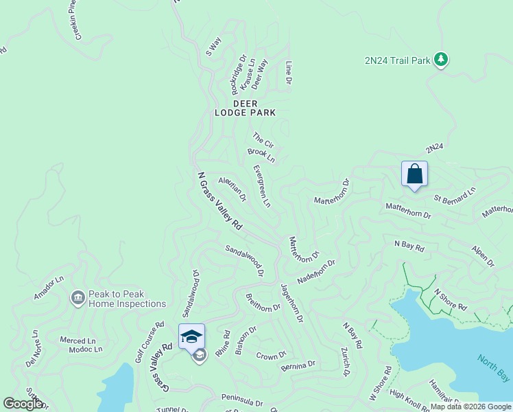 map of restaurants, bars, coffee shops, grocery stores, and more near 1179 Aleutian Drive in Lake Arrowhead