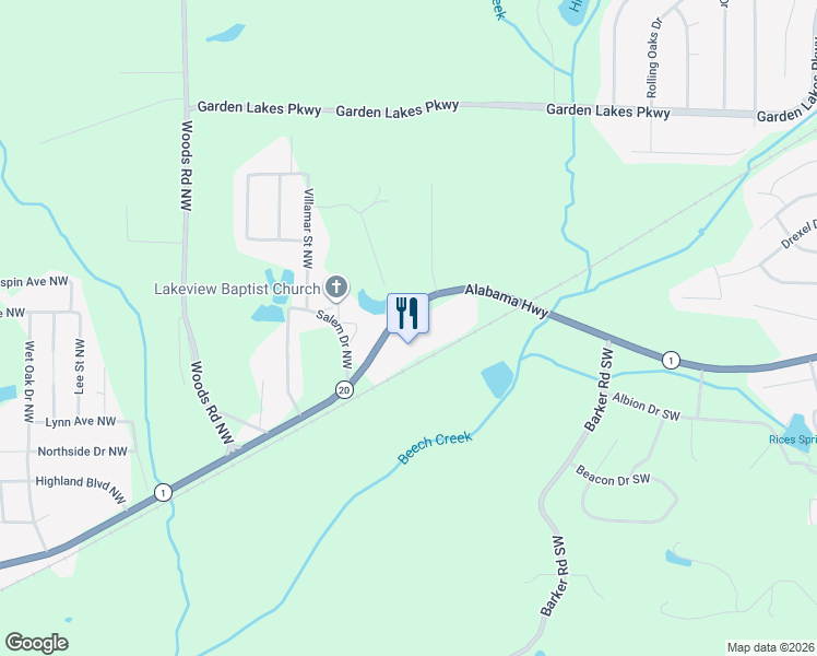 map of restaurants, bars, coffee shops, grocery stores, and more near 3344B Alabama Highway in Rome