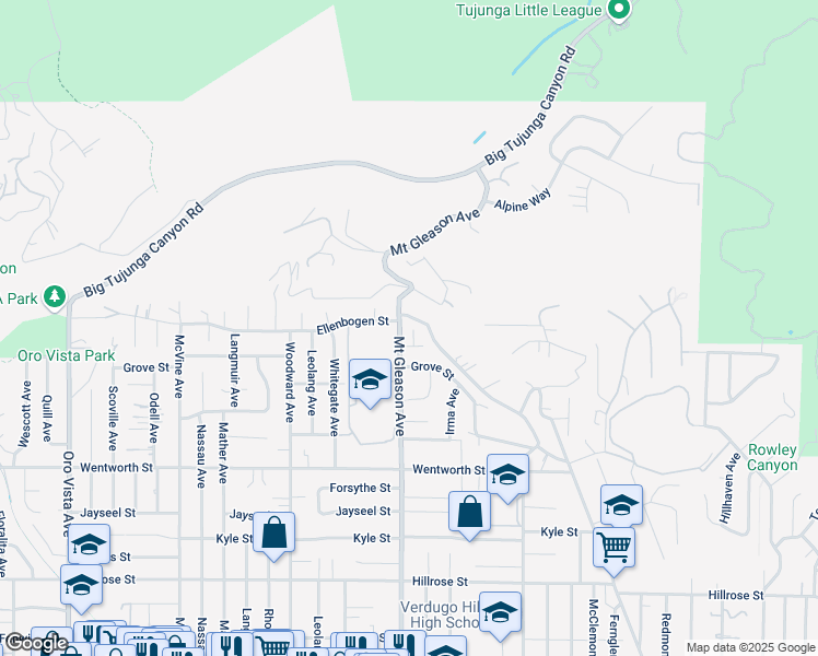 map of restaurants, bars, coffee shops, grocery stores, and more near 11129 Carleen Court in Los Angeles