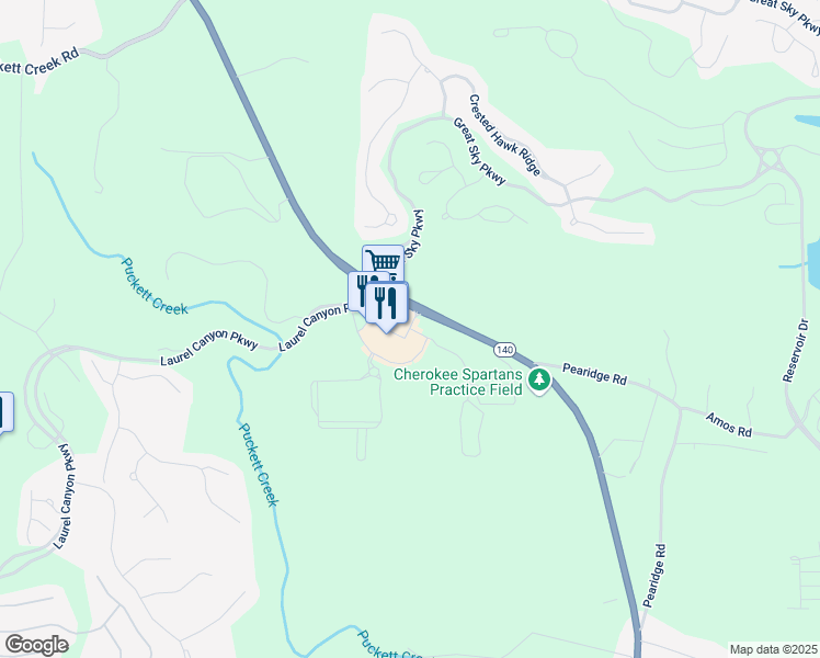 map of restaurants, bars, coffee shops, grocery stores, and more near Laurel Canyon Village Circle in Canton
