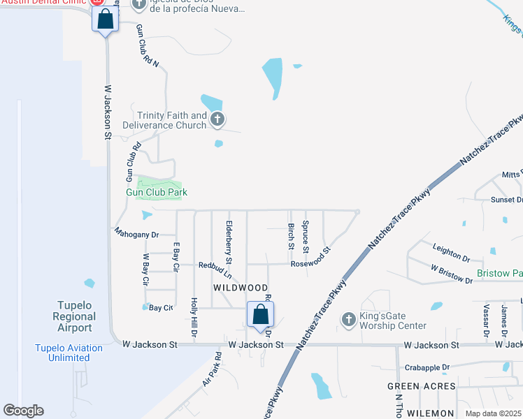 map of restaurants, bars, coffee shops, grocery stores, and more near 2210 Holly Hill Drive in Tupelo