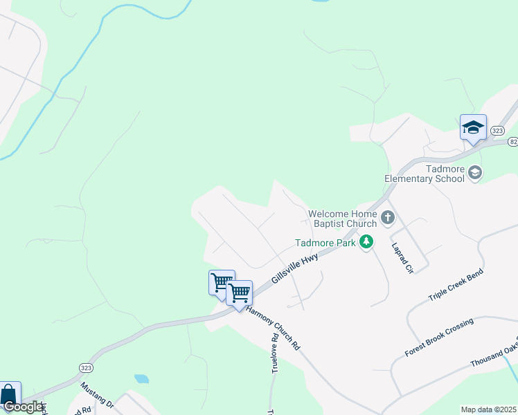map of restaurants, bars, coffee shops, grocery stores, and more near 3044 Saddle Creek Drive in Gainesville