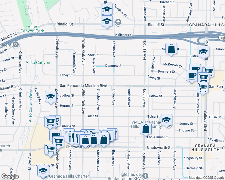 map of restaurants, bars, coffee shops, grocery stores, and more near 11067 Encino Avenue in Los Angeles