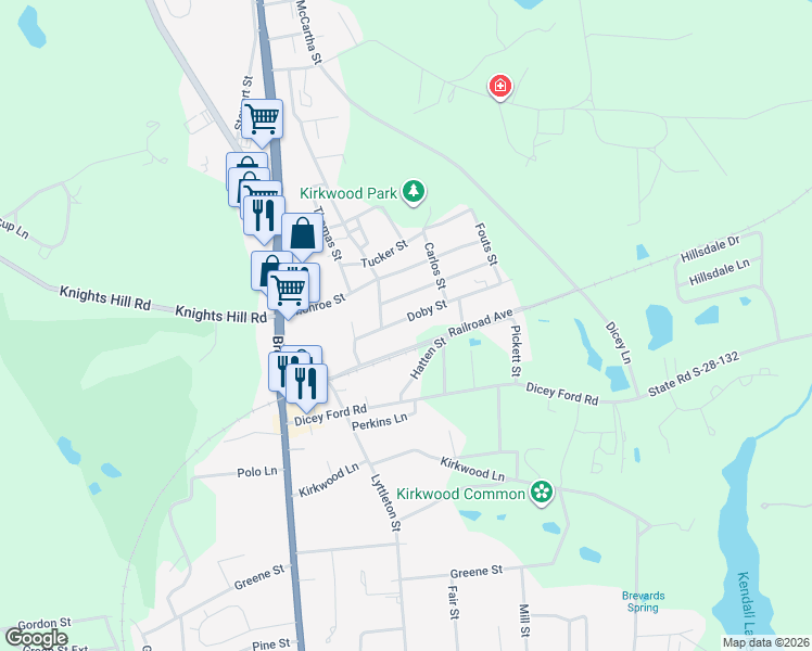 map of restaurants, bars, coffee shops, grocery stores, and more near 210 Doby Street in Camden