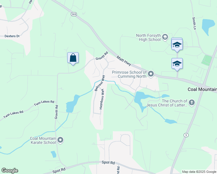 map of restaurants, bars, coffee shops, grocery stores, and more near 4135 Sierra Vista Cir in Cumming