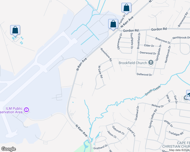 map of restaurants, bars, coffee shops, grocery stores, and more near 4533 Cove Road in Wilmington