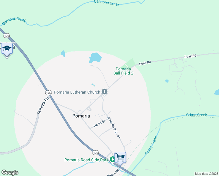 map of restaurants, bars, coffee shops, grocery stores, and more near Folk Street in Pomaria
